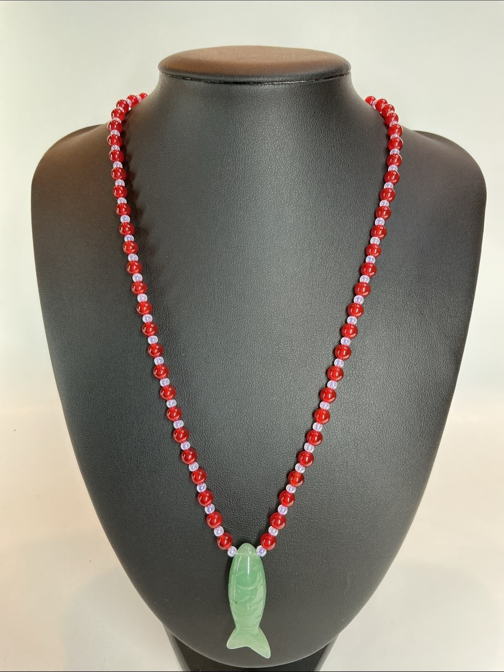 Mayamar Green Fish Pendant Necklace with Red & Purple Beads - Picture 8 of 11